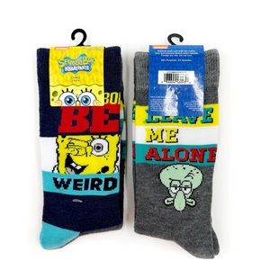 Nickelodeon SpongeBob Squidward Crew Socks Mens Womens 2 Pairs Funny Be Weird